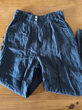 not PERFECT LINEN, DOOLIN high-waisted linen pants, Trouser, Dark Grey, Medium